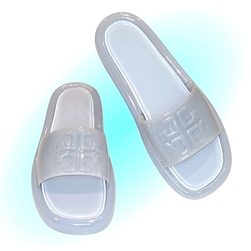 Tory Burch Light Blue Bubble Jelly Slide Sandals